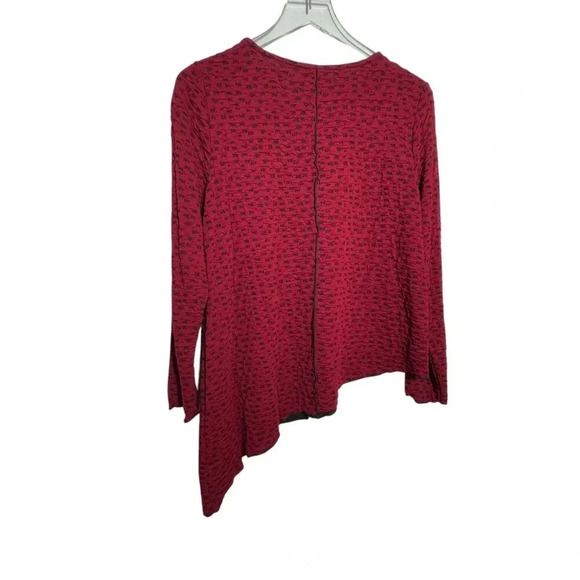 LISA BAYNE size Medium black red lagenlook tunic top asymmetric Hemline - Picture 3 of 6